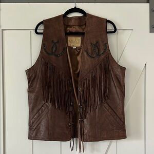 Kobler Brown Fringe Leather Vest